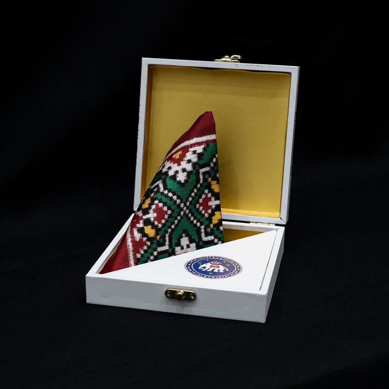 Double Ikat Pocket Square Chanda
