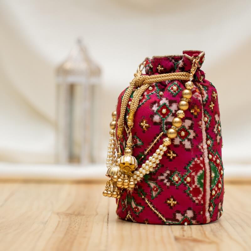 Double Ikkat Patola Batwa with Hand work Nau Ratan