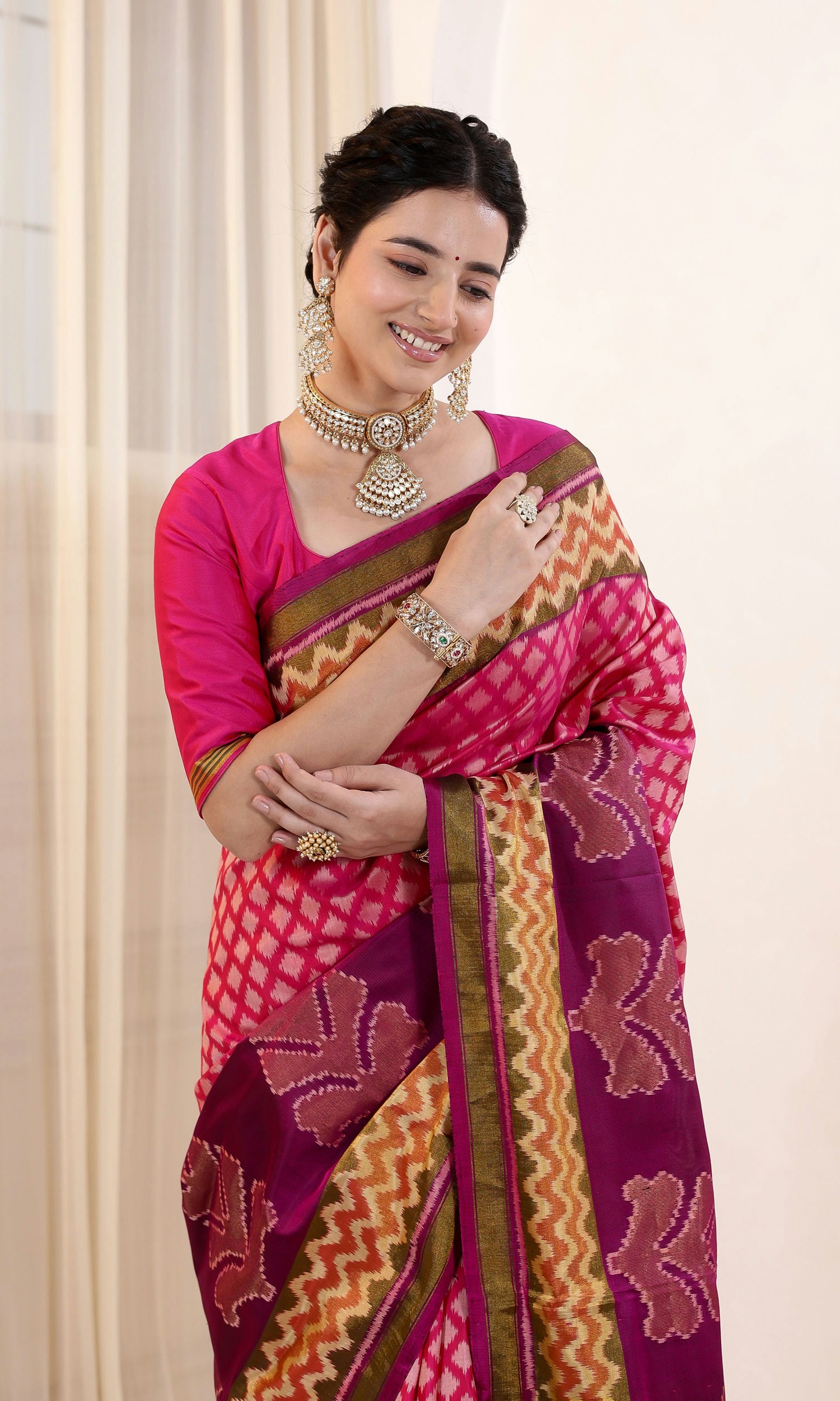 Rajkoti Patola Saree with Kadva weave Style Butta
