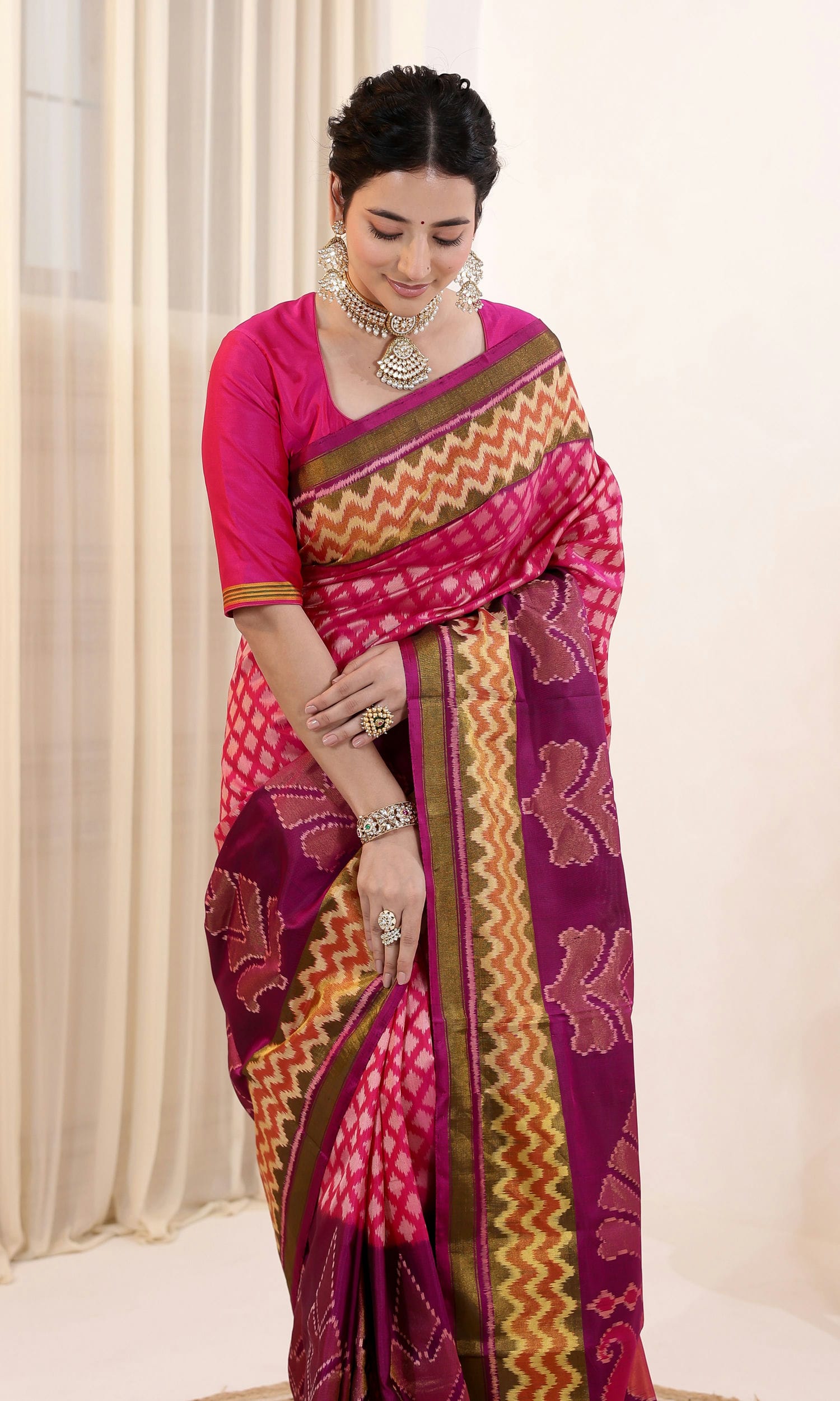 Rajkoti Patola Saree with Kadva weave Style Butta