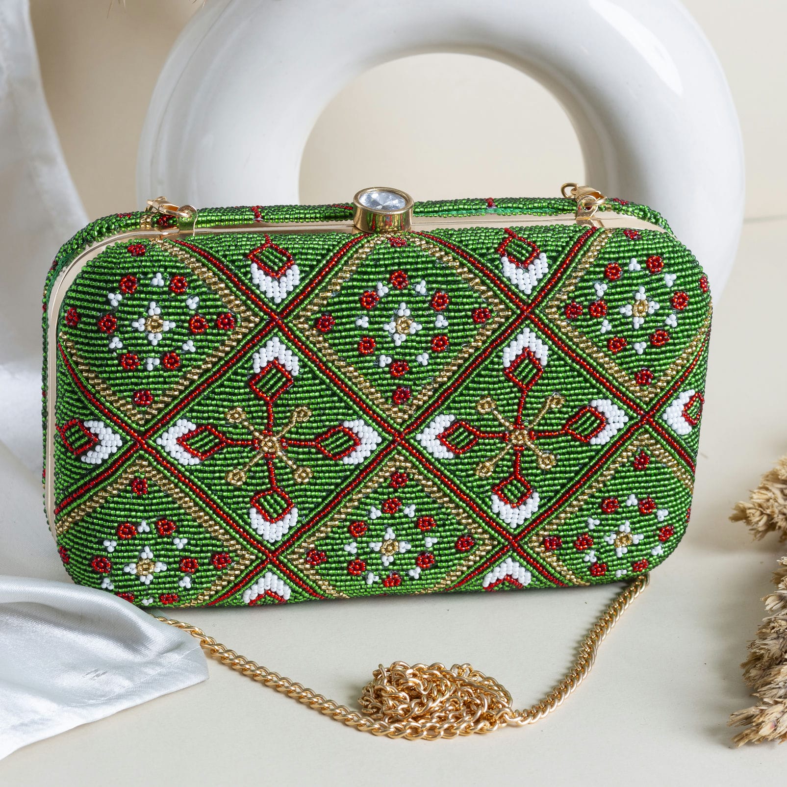 Patola Beaded Clutch