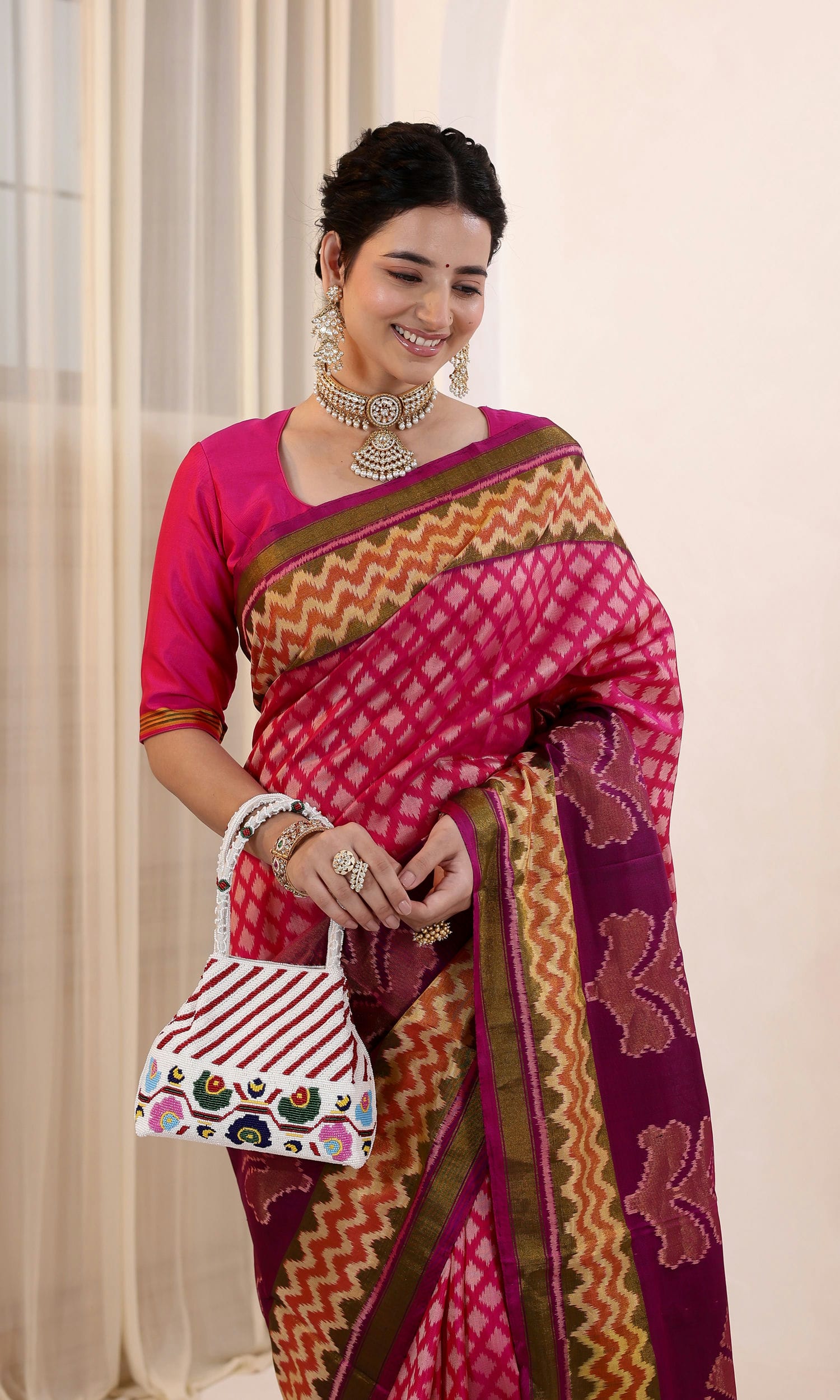 Rajkoti Patola Saree with Kadva weave Style Butta