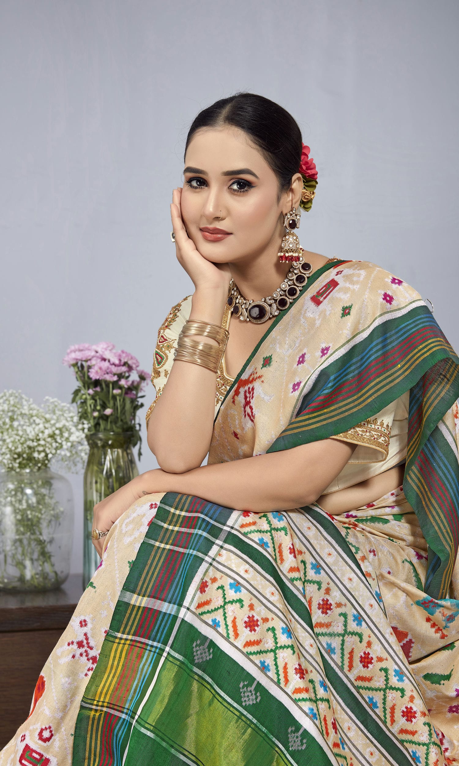 Double Ikat Patola Saree 9 Motifs
