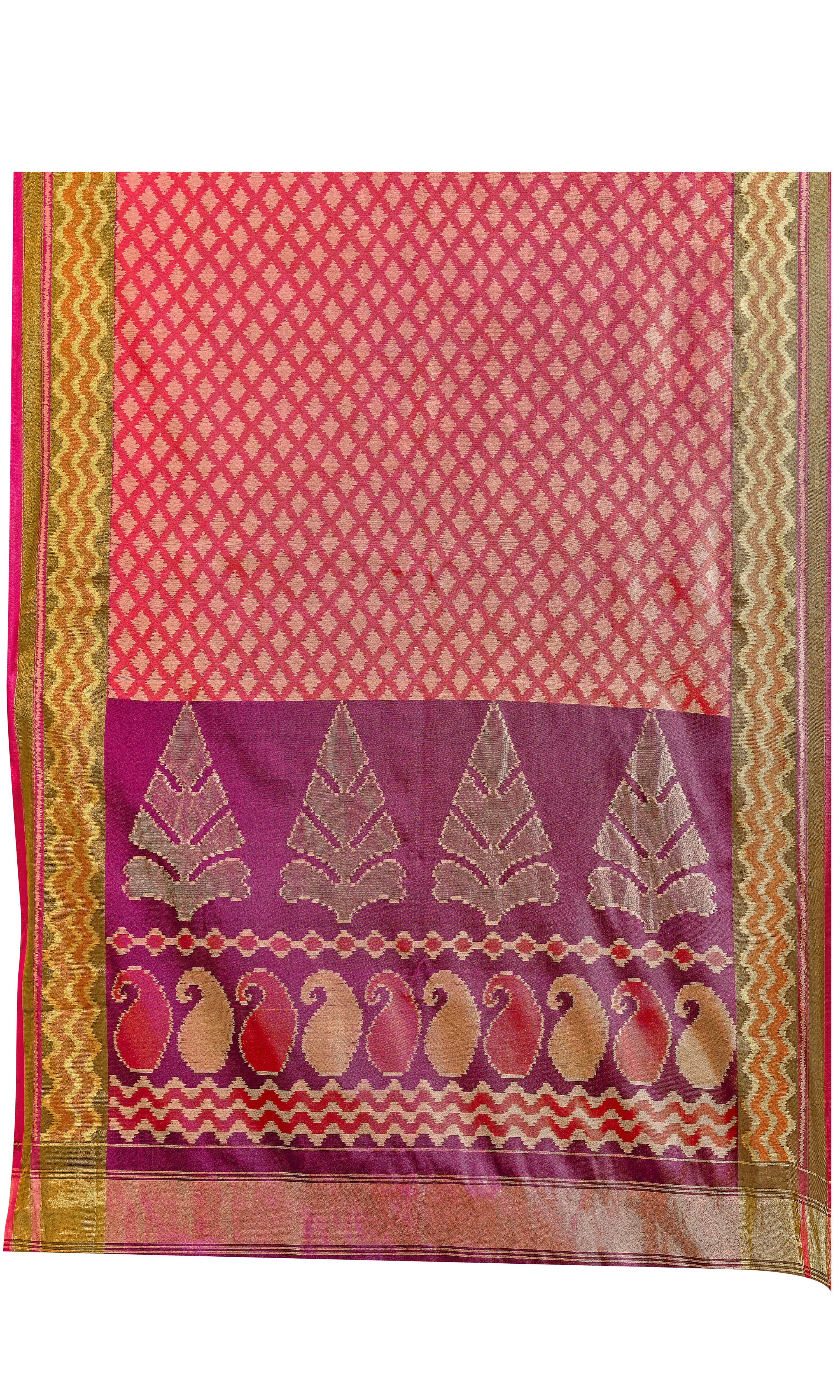 Rajkoti Patola Saree with Zari Kadva weave