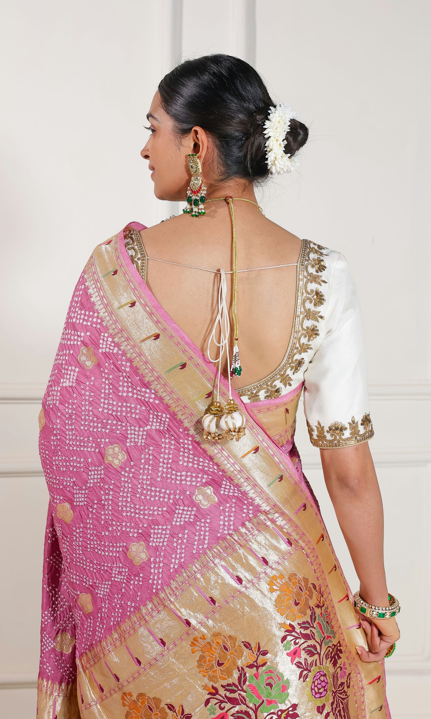 Paithani Scurt Butti with Bandhej Saree