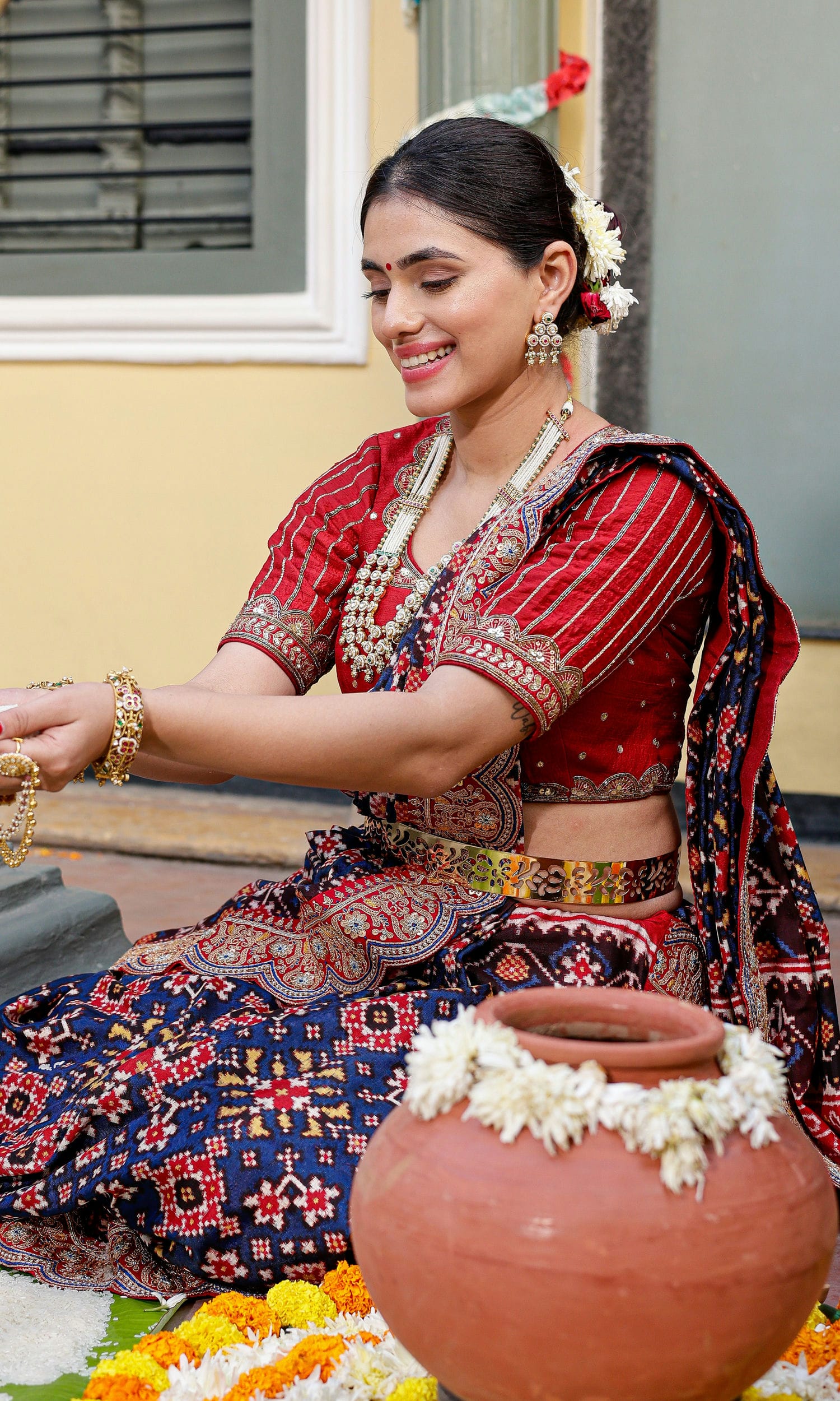 Double Ikat Patola Saree With Marodi Work