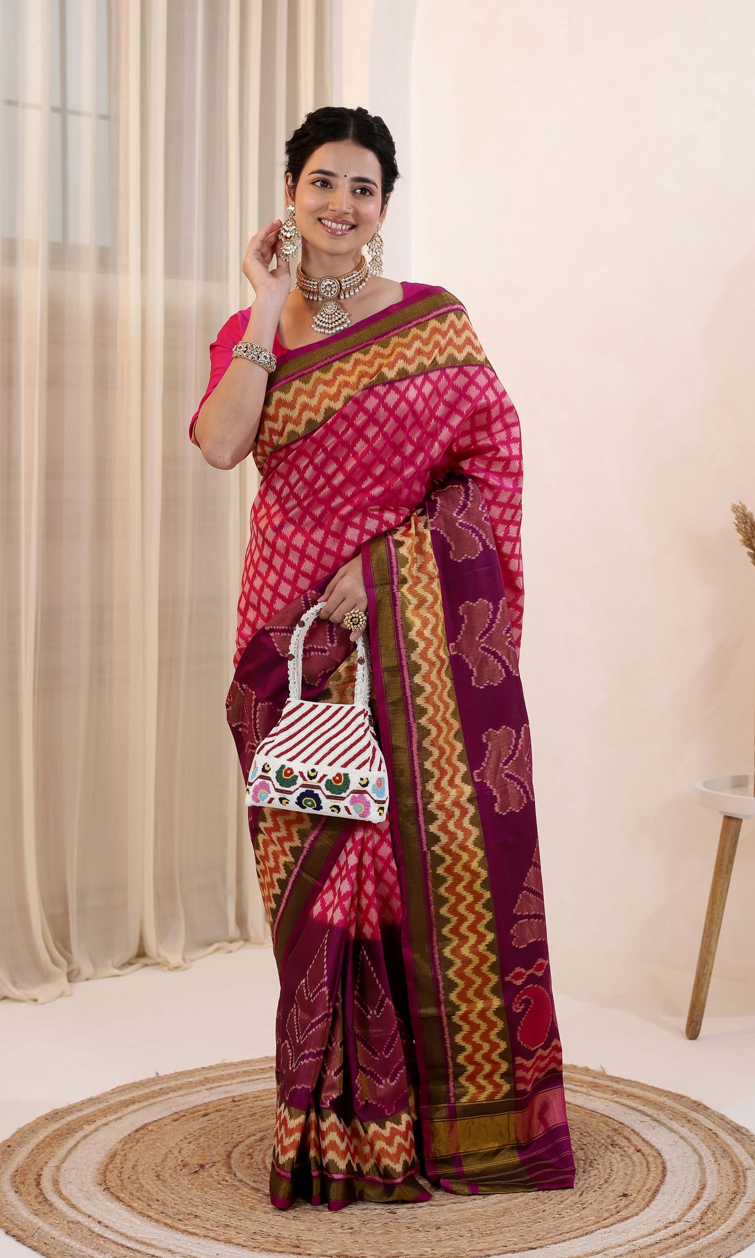 Rajkoti Patola Saree with Kadva weave Style Butta