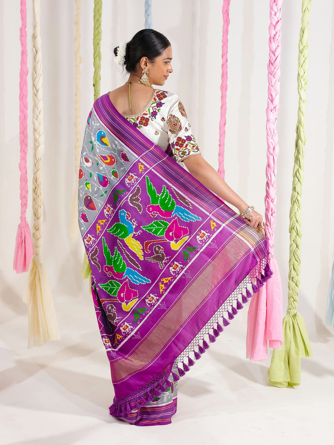 Double Ikat Patola Saree Sparrow Jaal