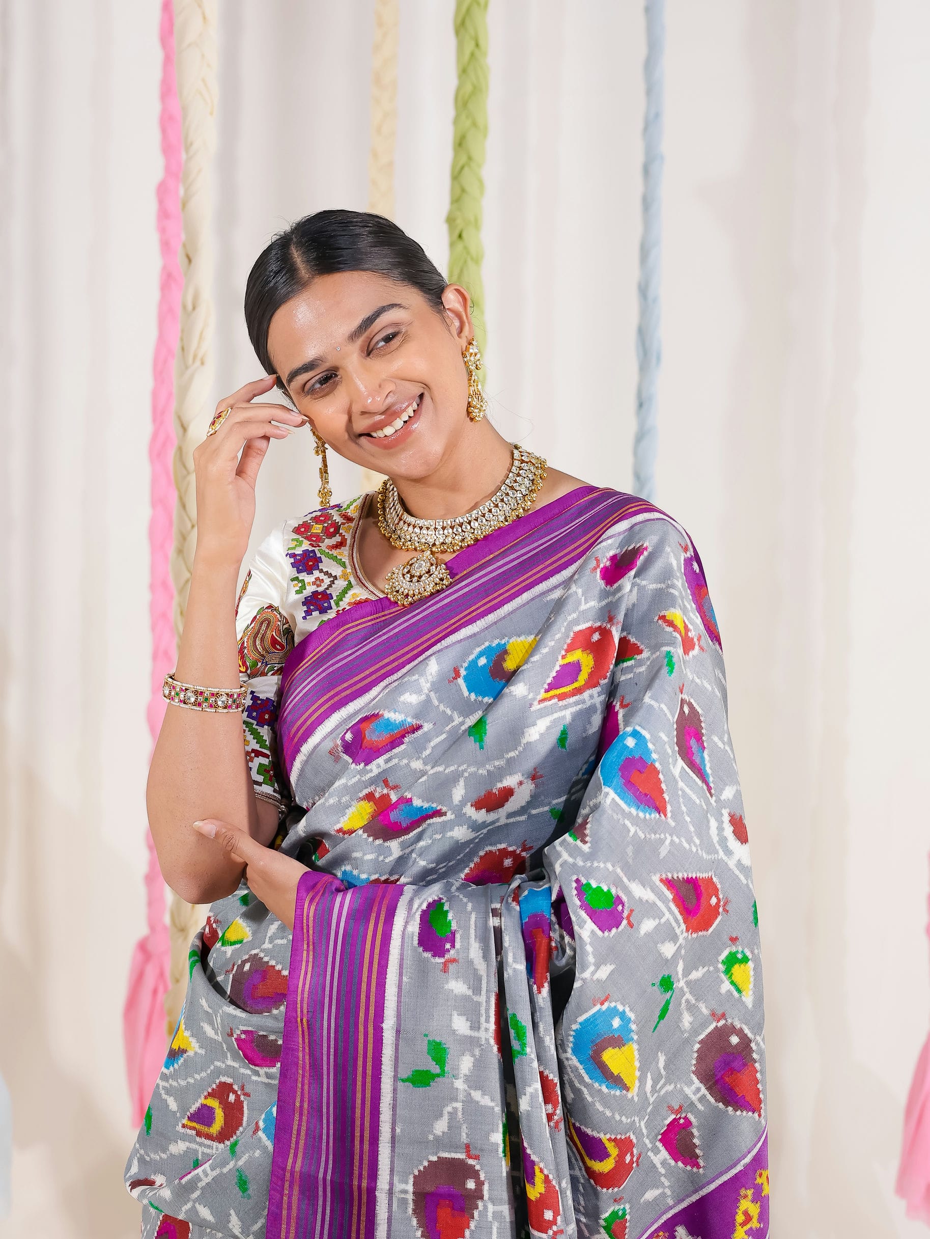 Double Ikat Patola Saree Sparrow Jaal